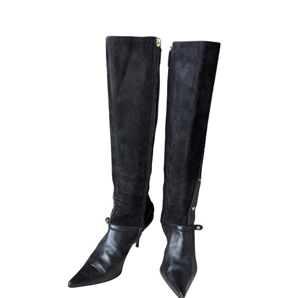 “Alexandra Neel black suede leather stiletto knee-high boots size 36.5 - Picture 3 of 7